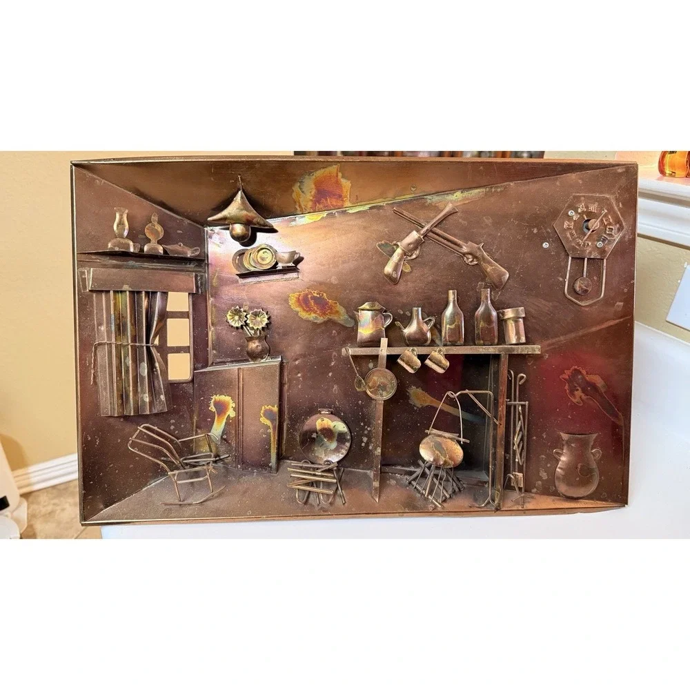 VTG Rare 3D Metalware Copper Wall Hanging Sculpture Music Box The Way We Were